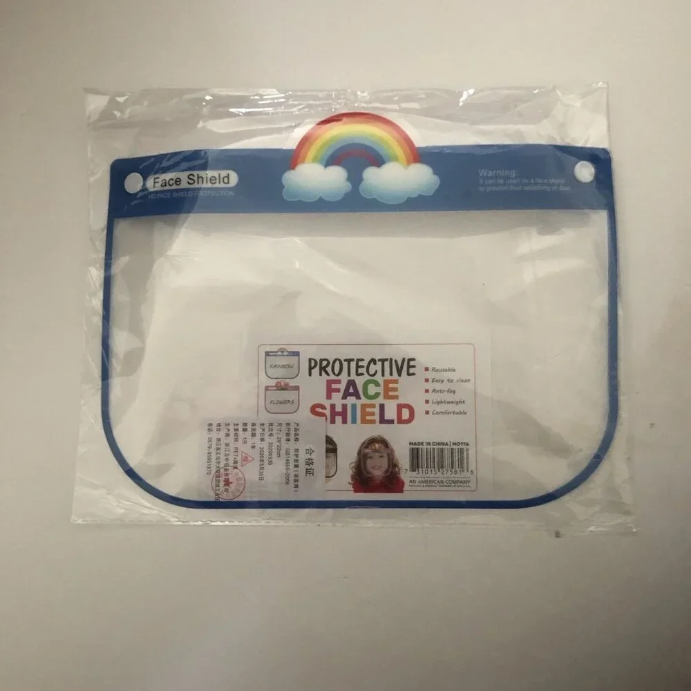 Boys Blue Rainbow Design Protective Kid's‎ Reusable Transparent Full Face Shield